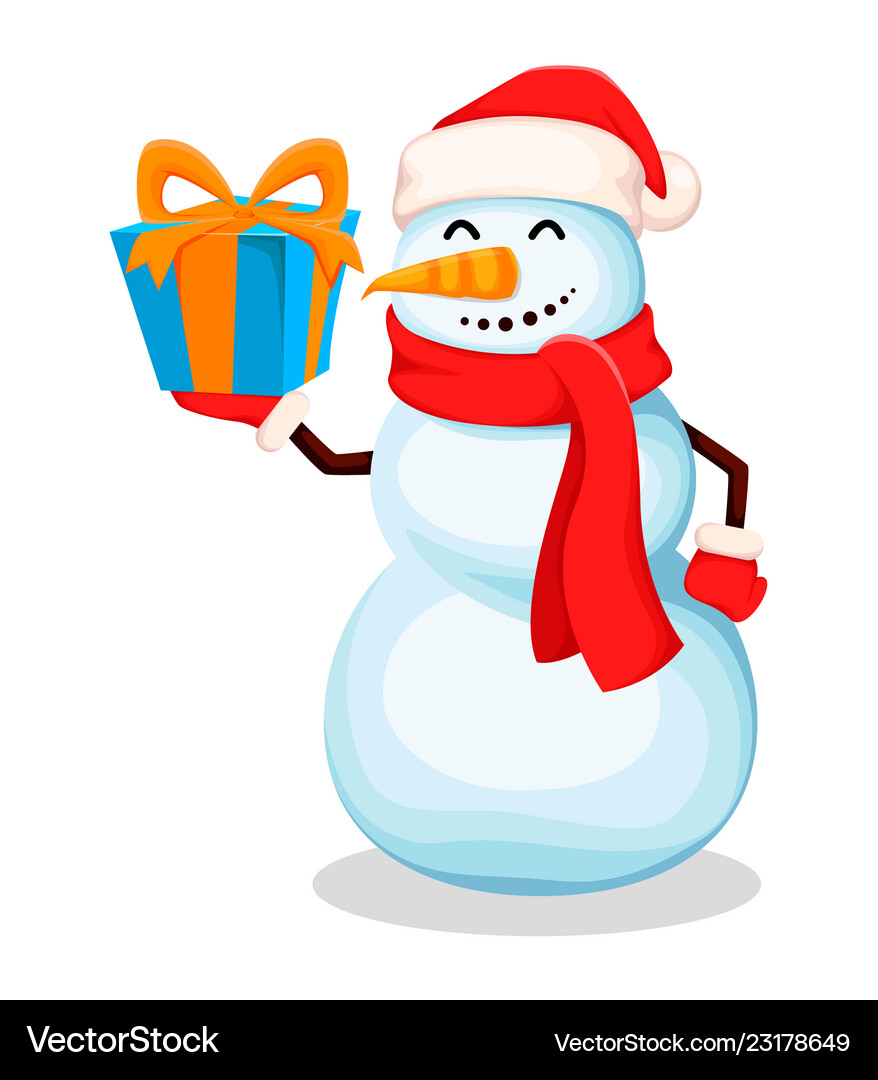 Cute Snowman Funny Cartoon Character Royalty Free Vector