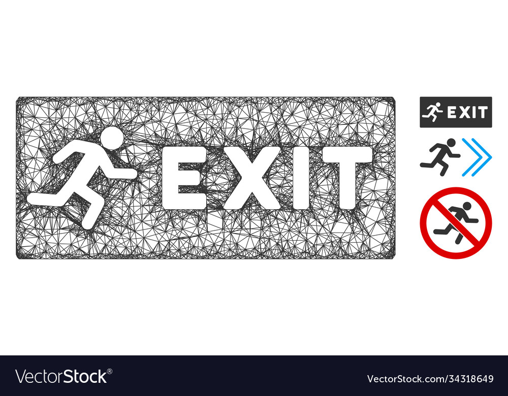Emergency exit polygonal web mesh vector image Emergency exit polygonal web mesh