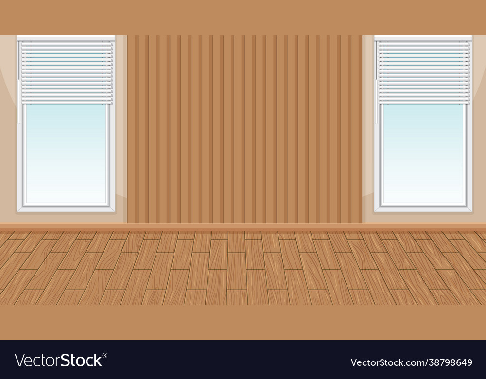 Empty room with window and wooden parquet floor Vector Image