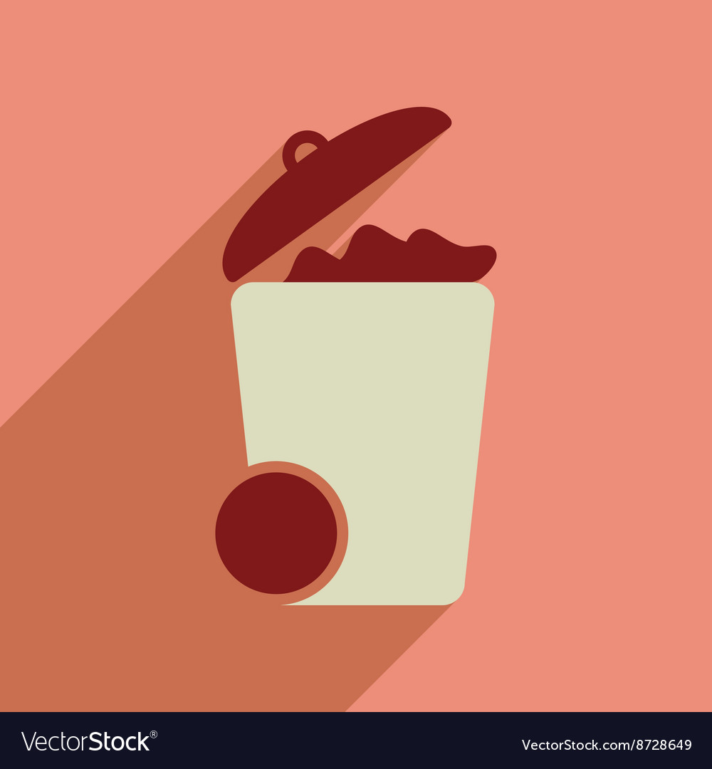 Flat web icon with long shadow trash can