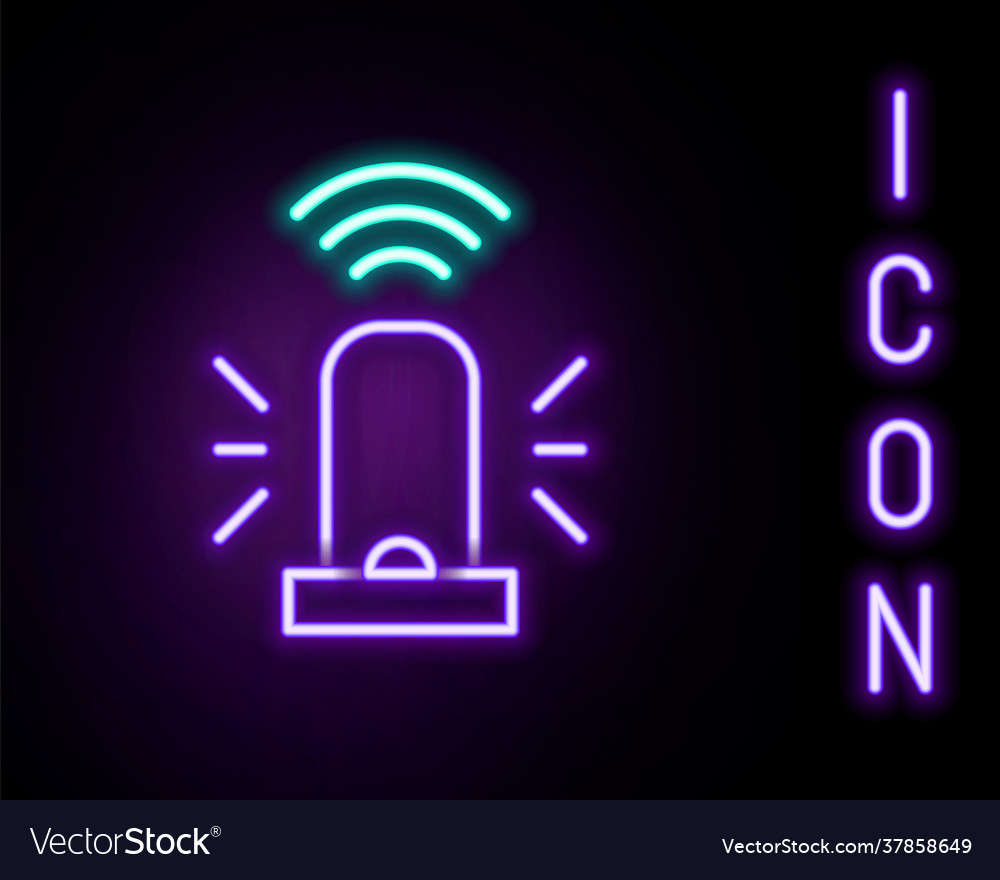Glowing neon line smart flasher siren system icon Vector Image Glowing neon line smart flasher siren system icon