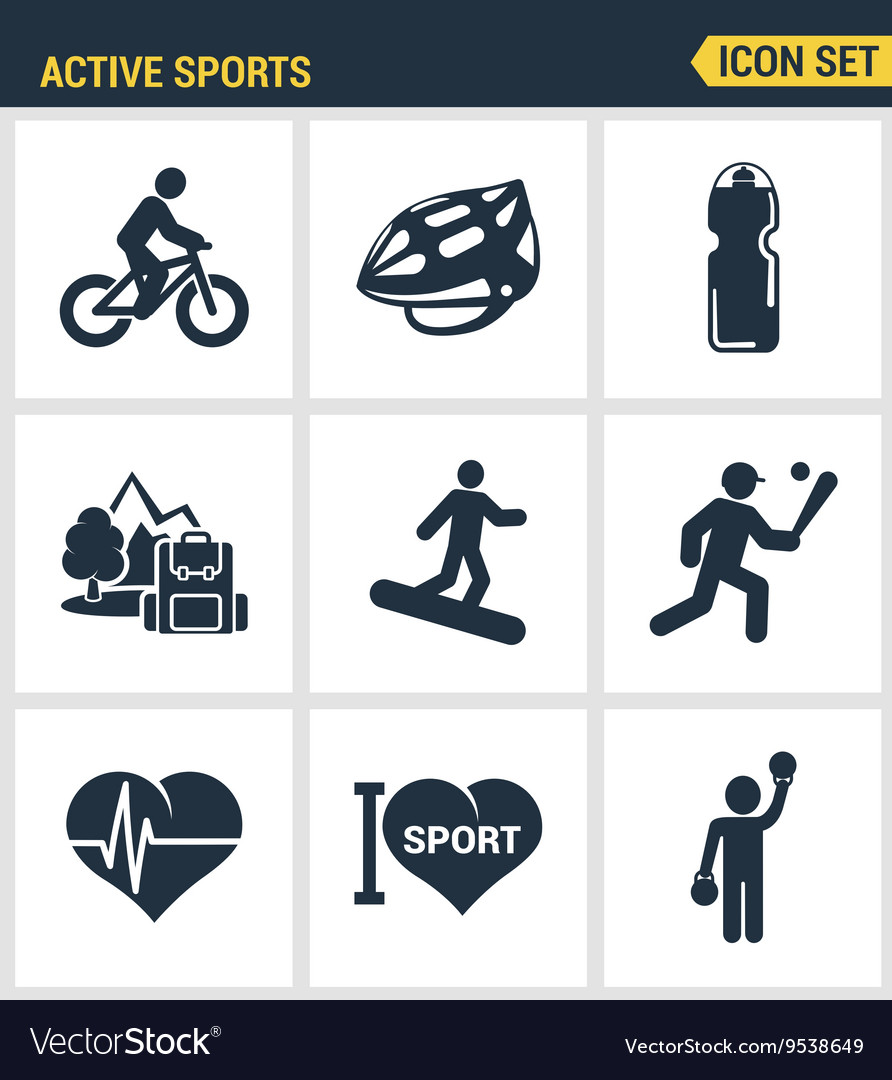 Icons set premium quality of active sports love