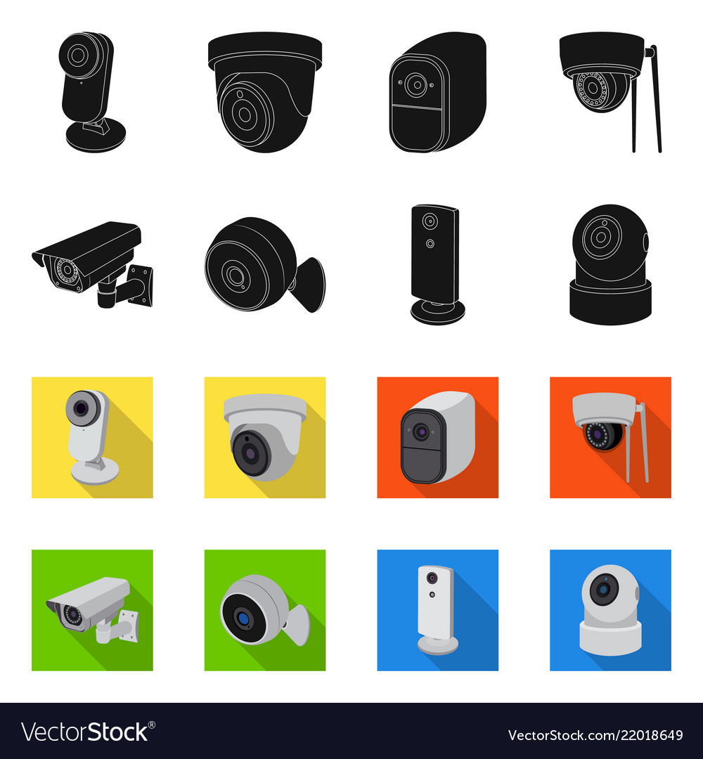 Isolated object of cctv and camera symbol set