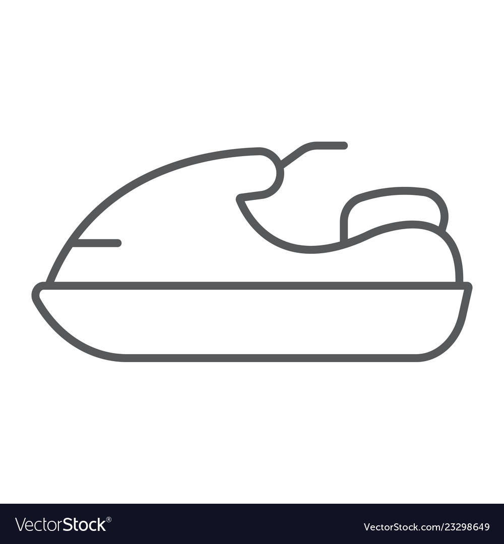 Jet ski thin line icon transport and boat water