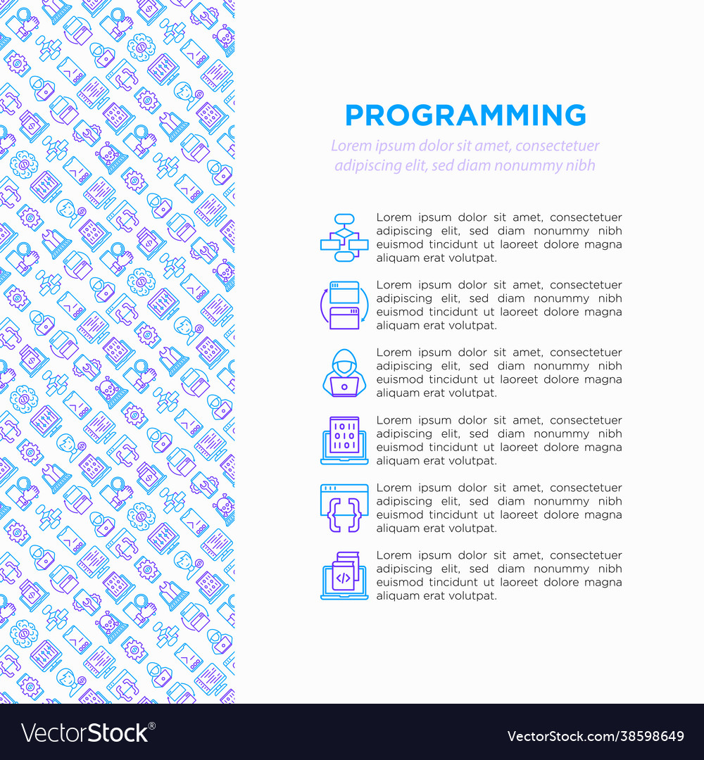 Programming concept with thin line icons Vector Image Programming concept with thin line icons