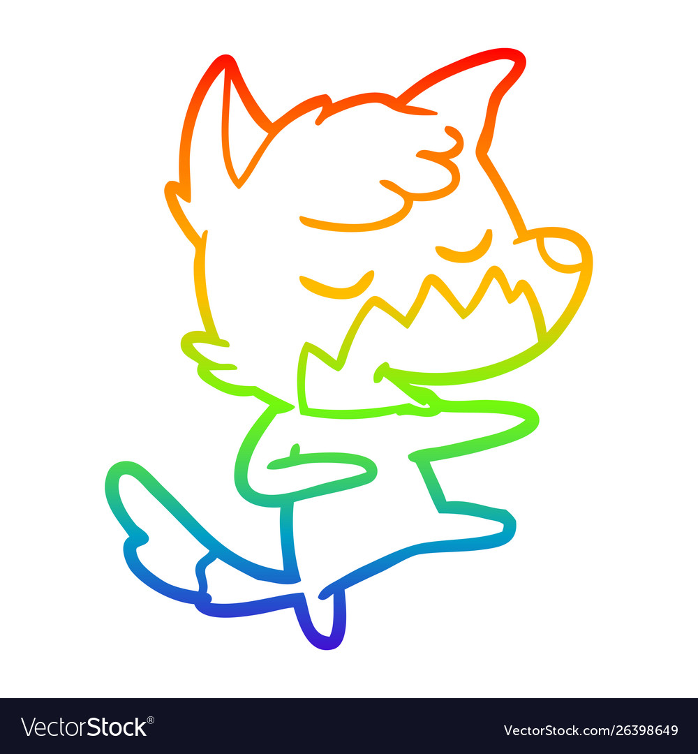 Rainbow gradient line drawing friendly cartoon Vector Image