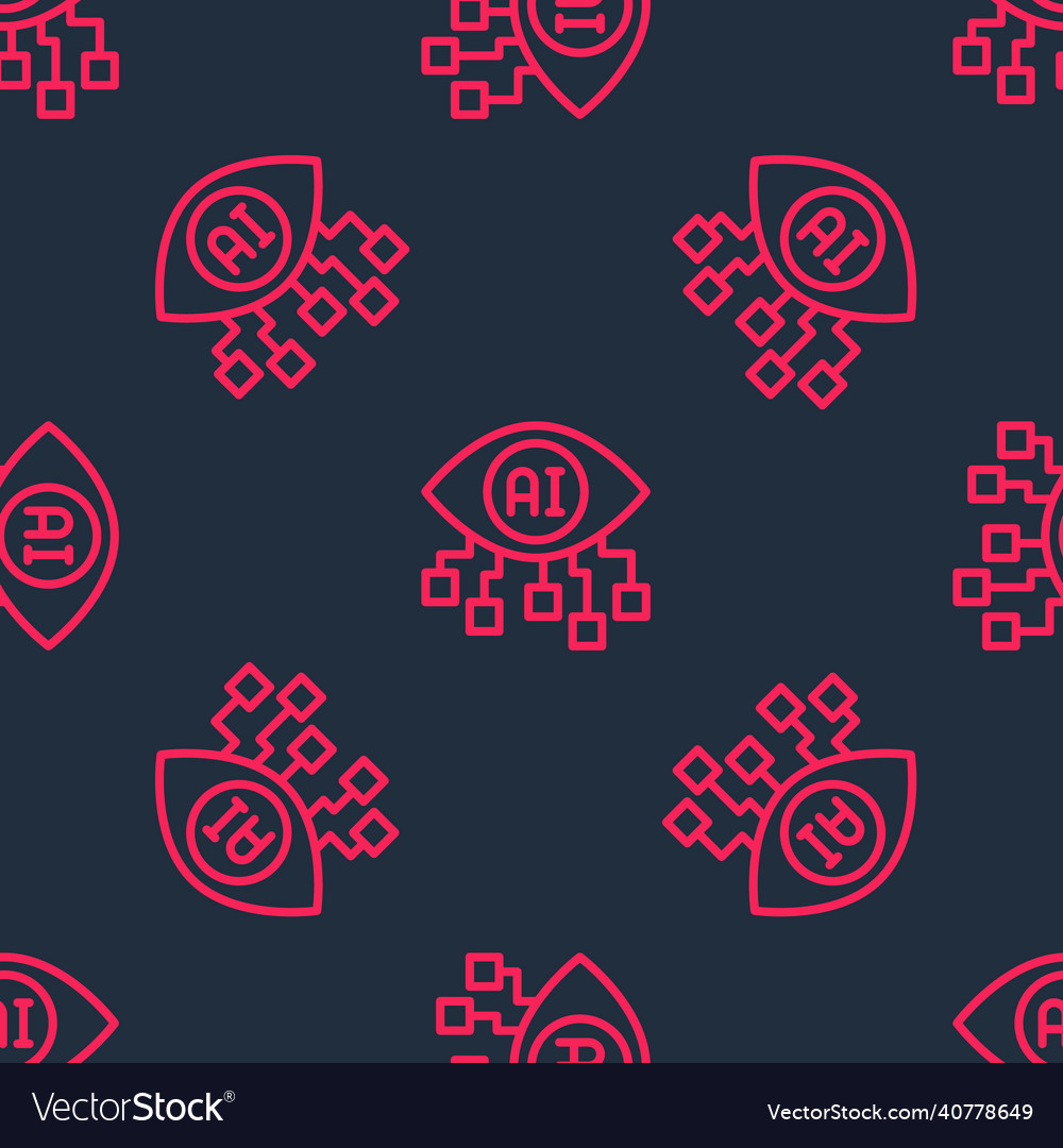 Red line computer vision icon isolated seamless Vector Image
