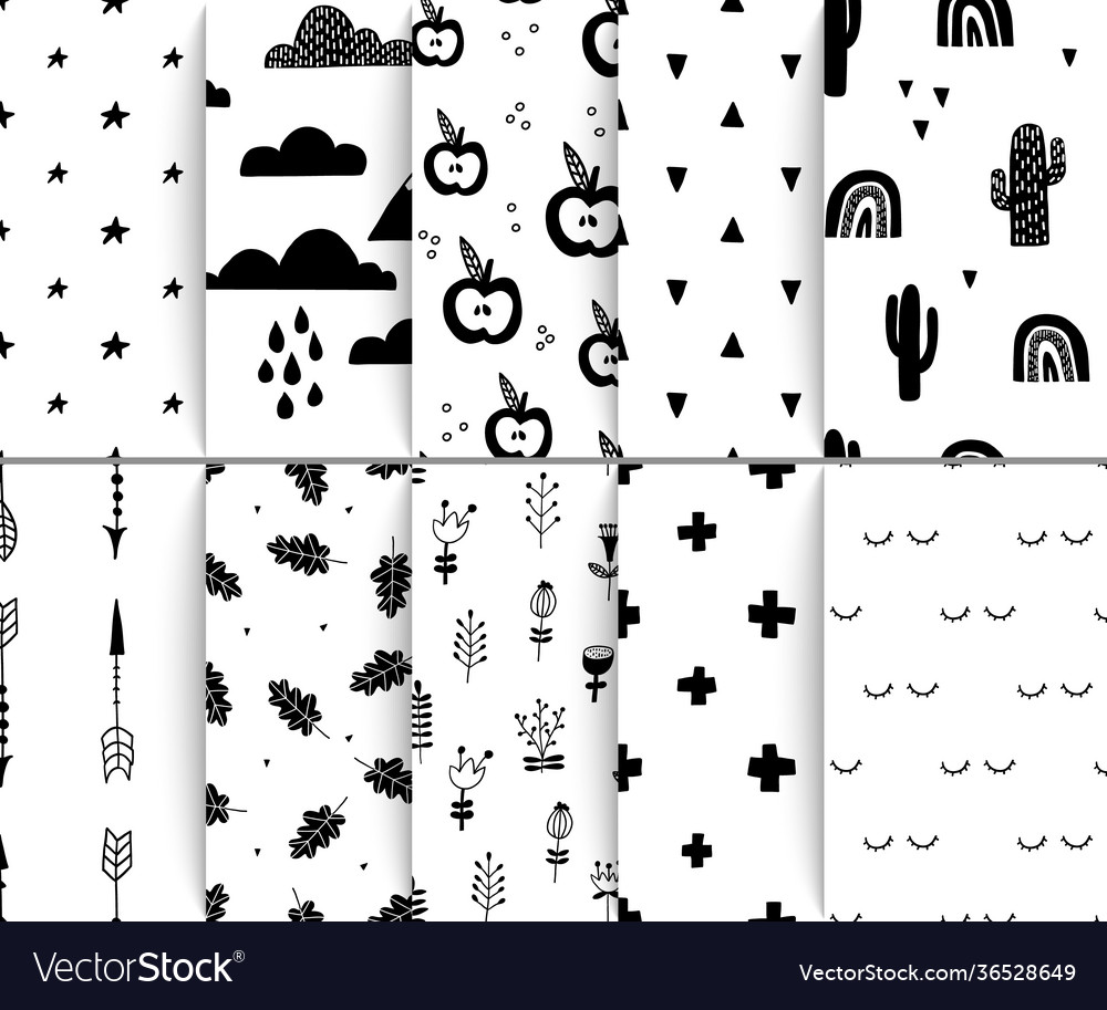 Scandinavian seamless patterns endless hand drawn