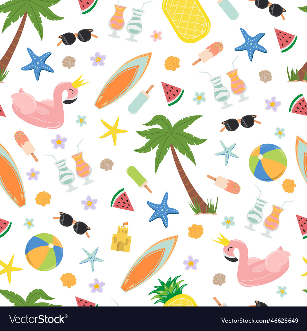 Seamless pattern with summer elements Royalty Free Vector