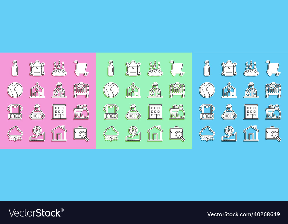 Set line work search trash can searching Vector Image Set line work search trash can searching