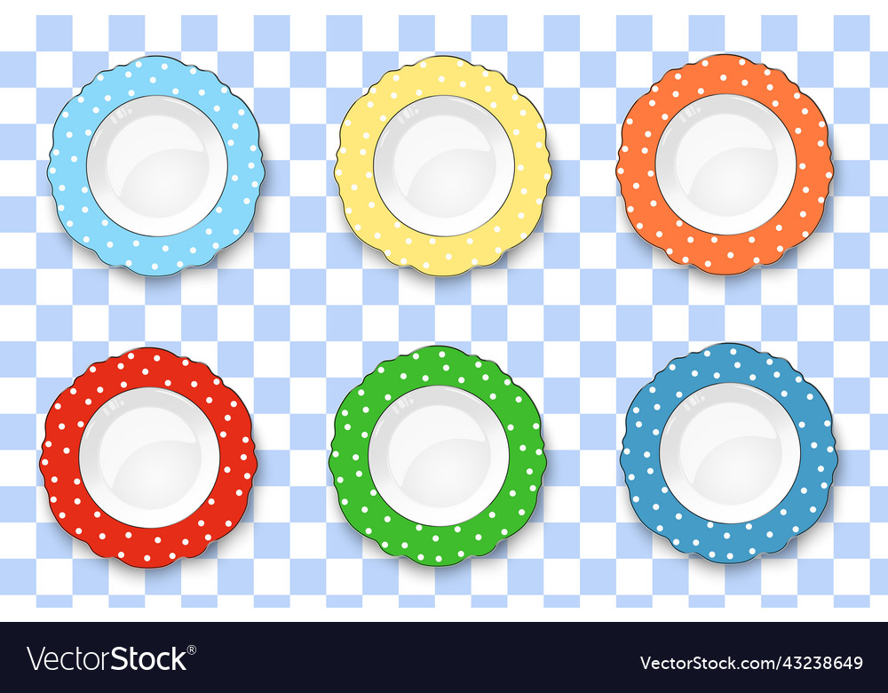 Set of color plates with figured edges vector image Set of color plates with figured edges