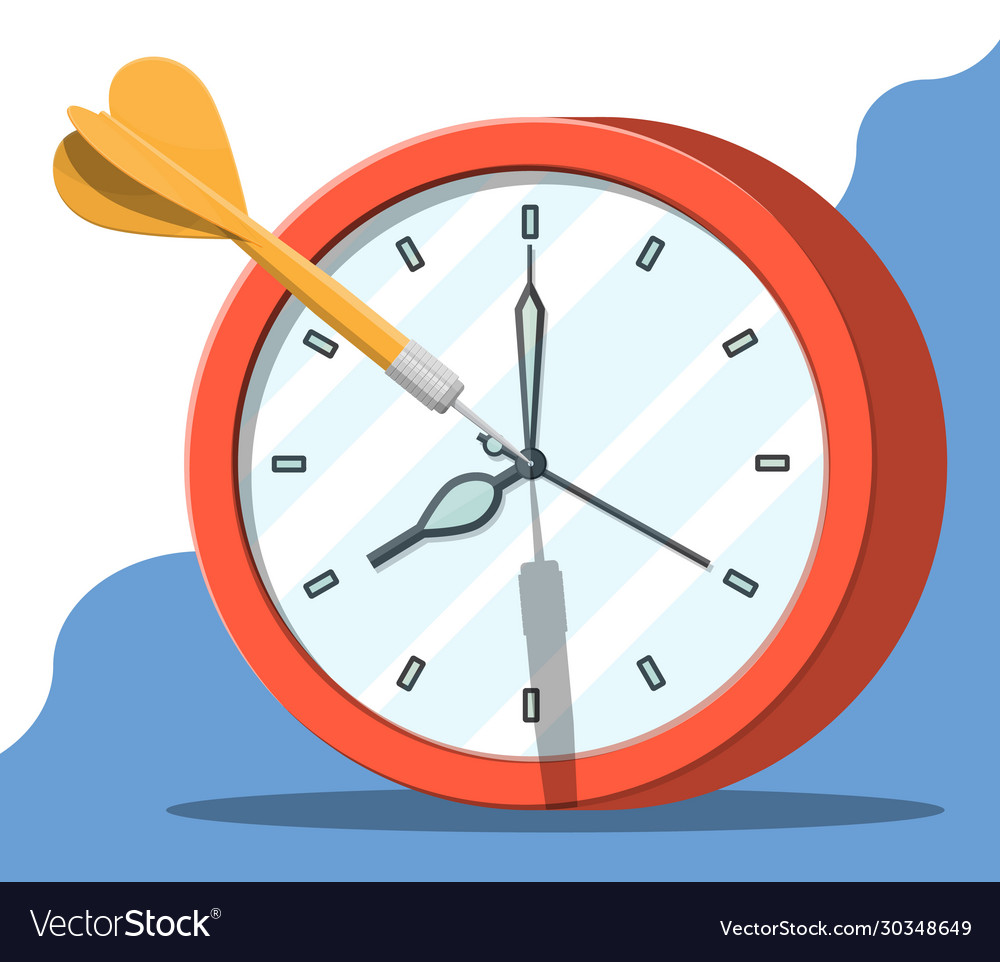 Target with dart arrow and clock