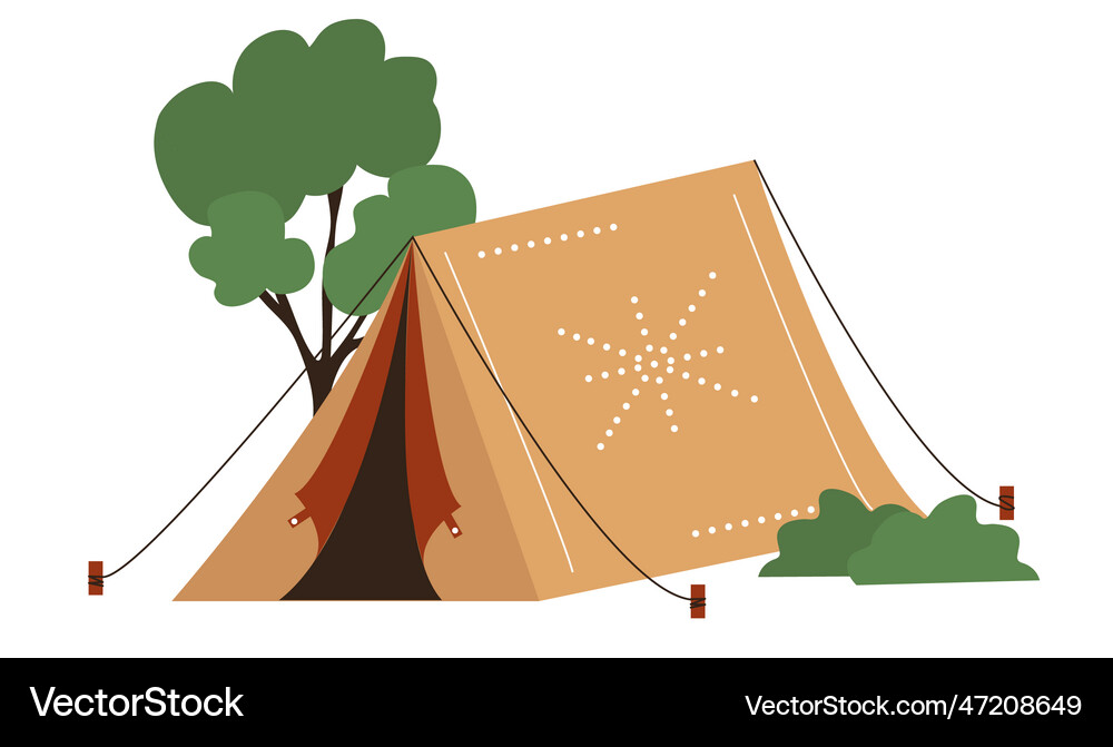 Tent with tree Royalty Free Vector Image - VectorStock