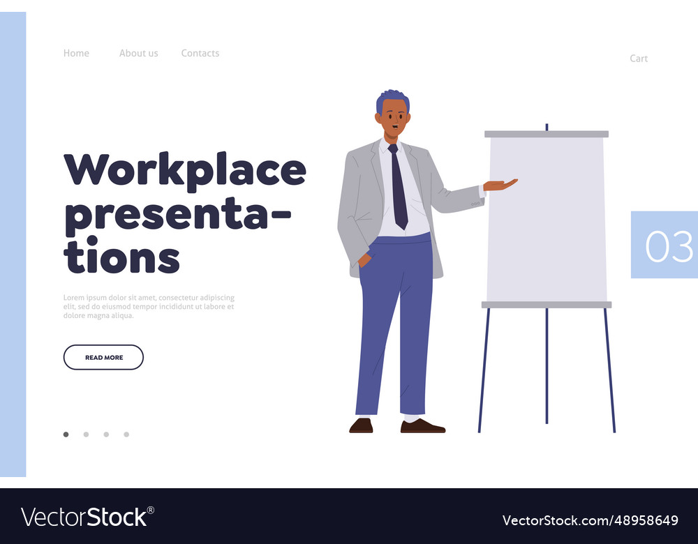 Workplace presentation landing page template Vector Image