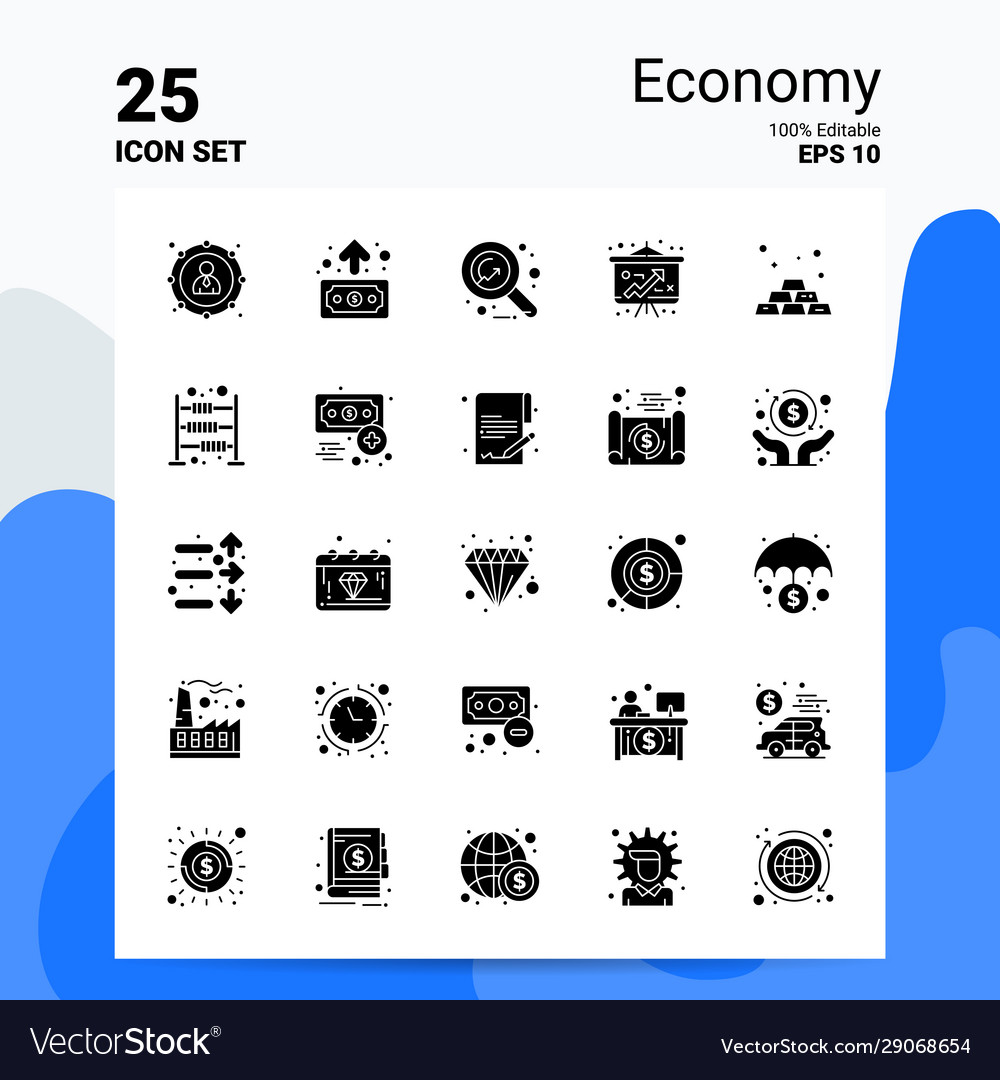 25 economy icon set 100 editable eps 10 files