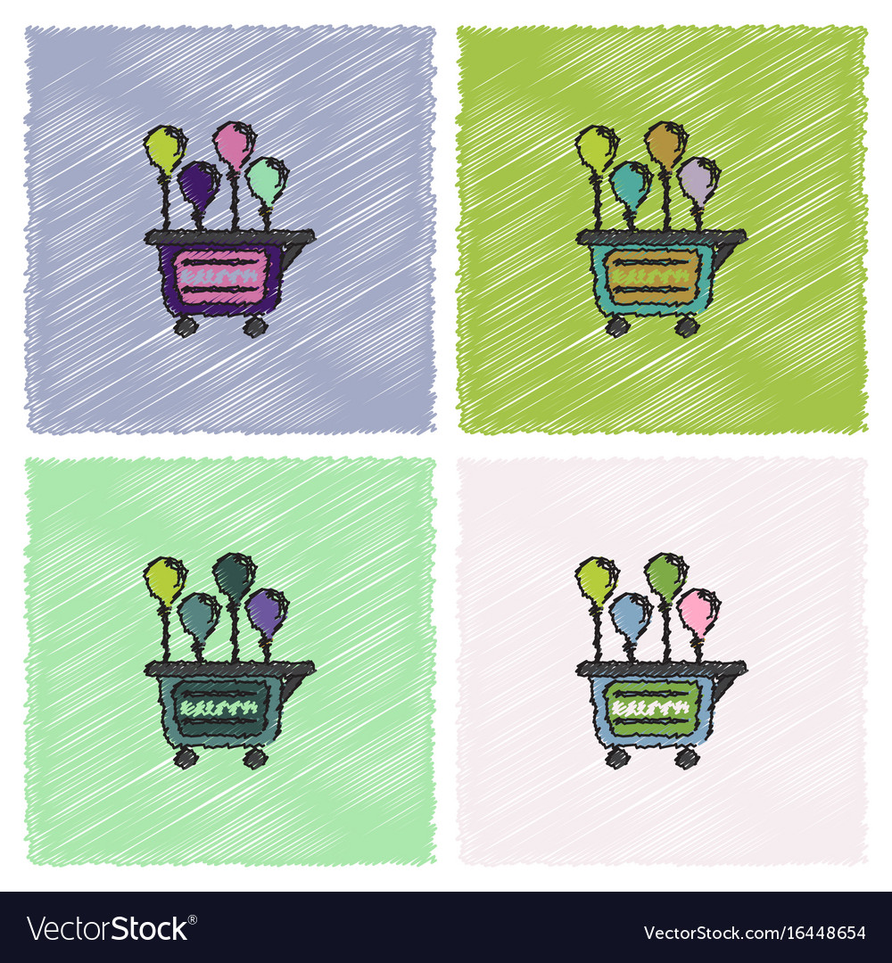 Balloons sell cart in hatching style