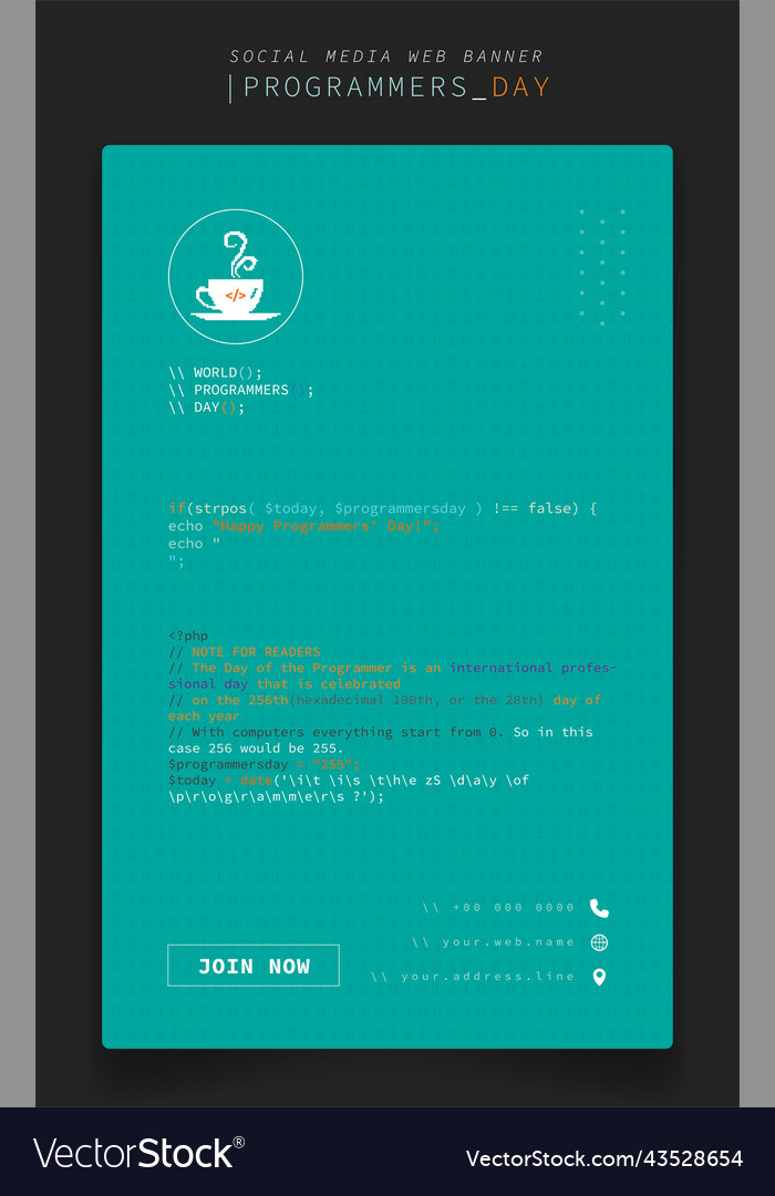Banner template in portrait design with coding