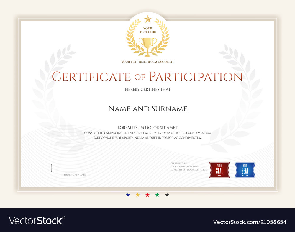 certificate template in sport theme with border vector image