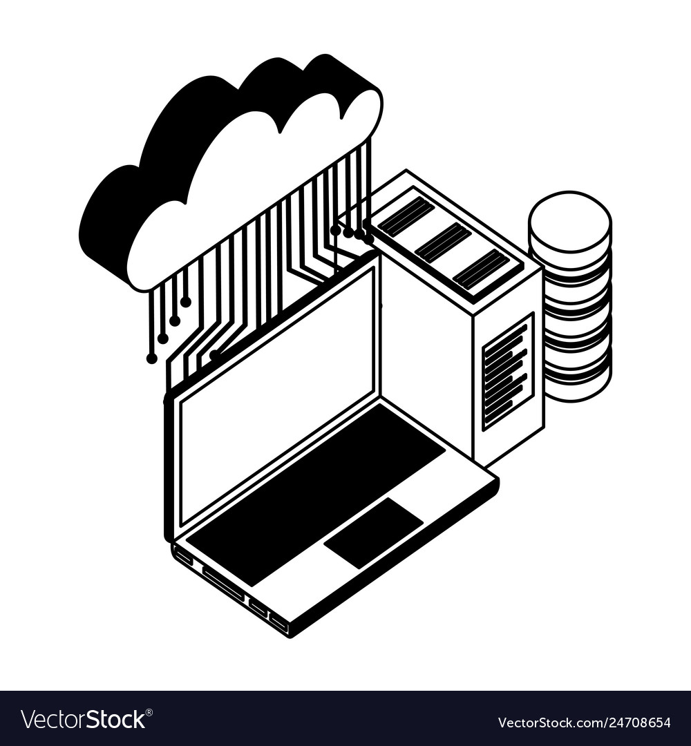 Cloud Computing mit Teamwork und Icon-Datenserver vector image Cloud Computing mit Teamwork und Icon-Datenserver