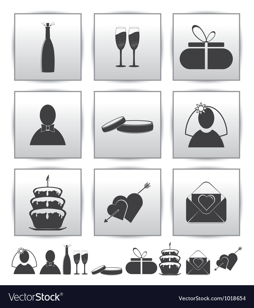 Collection web icon set wedding gift