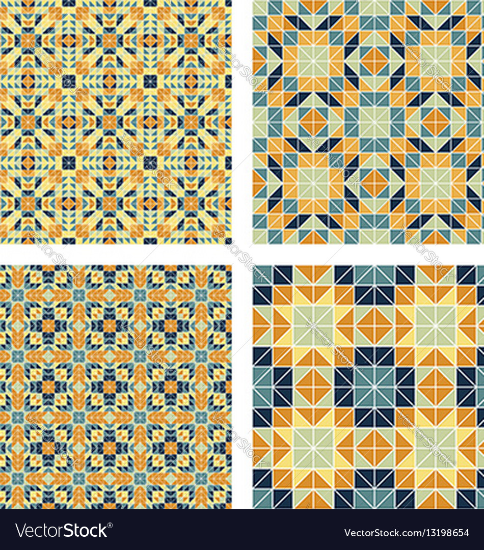 Colorful triangle mosaic pattern background set
