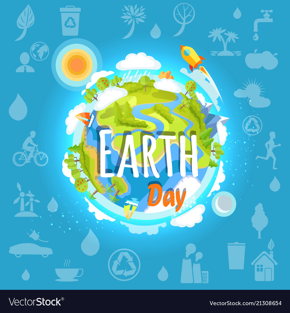 Earth day poster with planet infrastructure