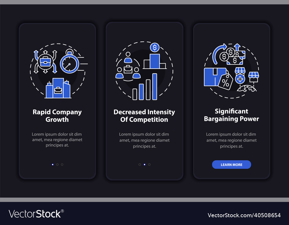 External growth perks dark onboarding mobile app Vector Image