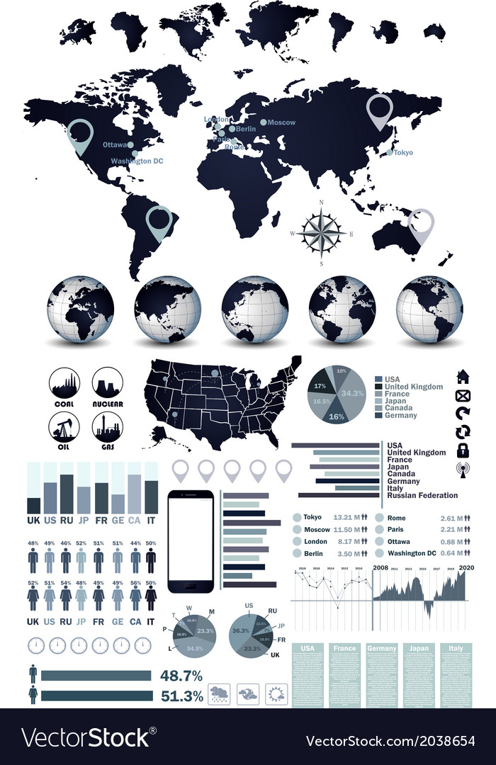 Global Map with Earth Globe