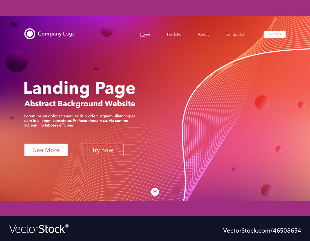 Gradient abstract wave background landing page vector image Gradient abstract wave background landing page