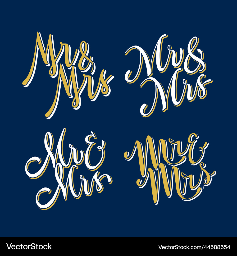 Hand drawn mr mrs lettering design Royalty Free Vector Image
