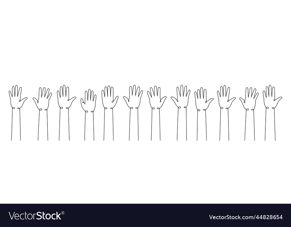 Hands up one line continuous drawing