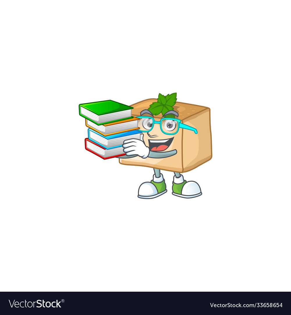 Hard-working student in basbousa design with book