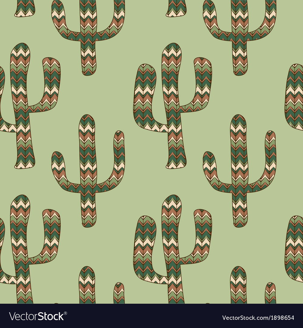 Seamless green background with cactus