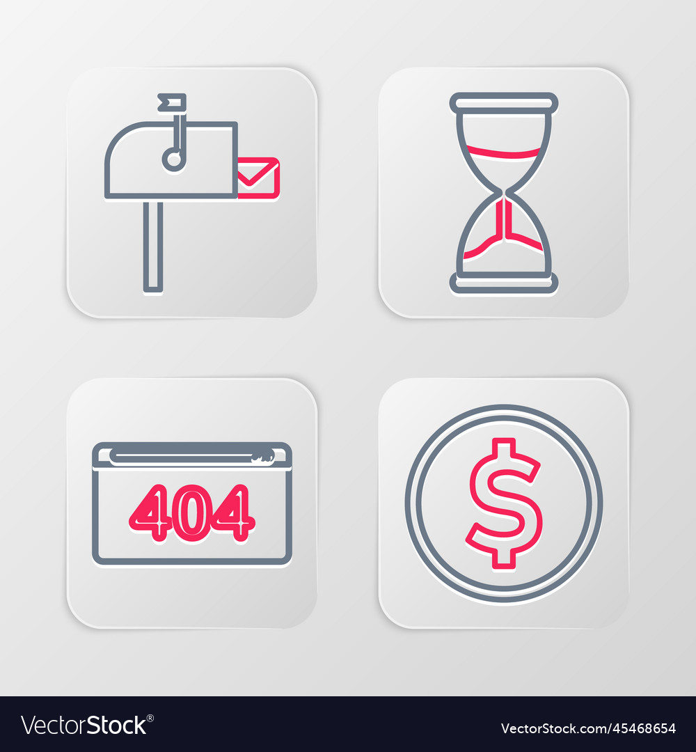 Set line coin money with dollar page 404 error vector image Set line coin money with dollar page 404 error
