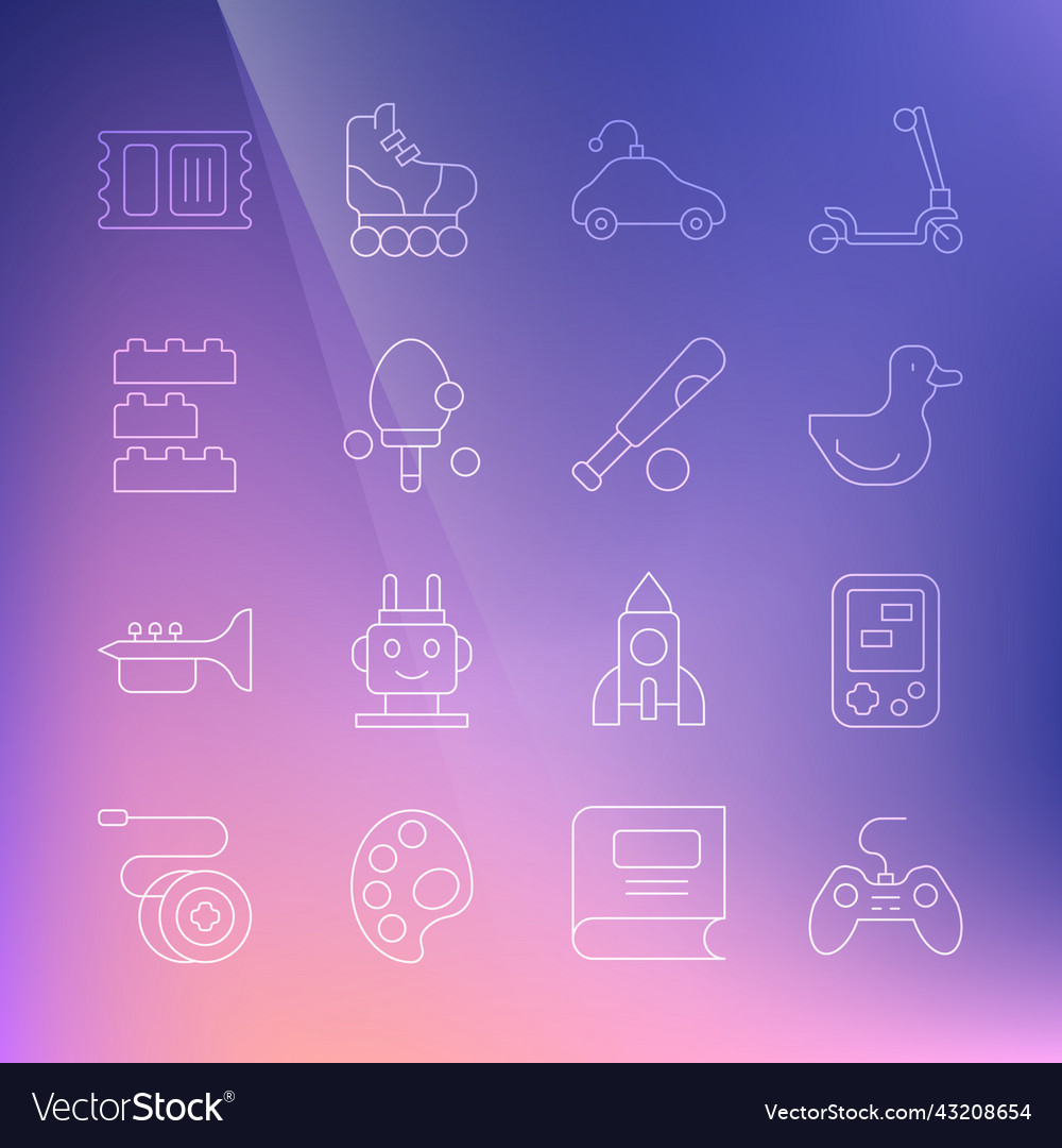 Set line gamepad tetris electronic game rubber vector image Set line gamepad tetris electronic game rubber