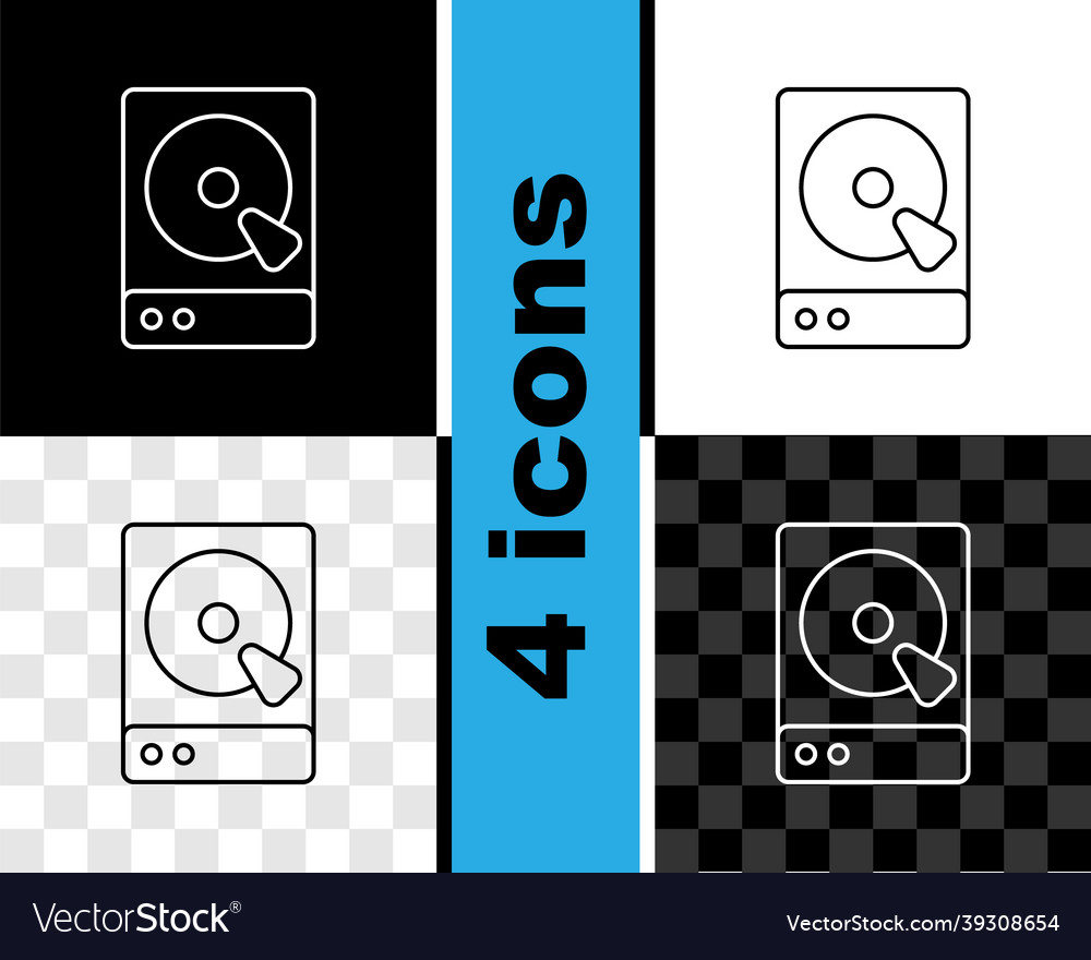 Set line hard disk drive hdd icon isolated vector image Set line hard disk drive hdd icon isolated