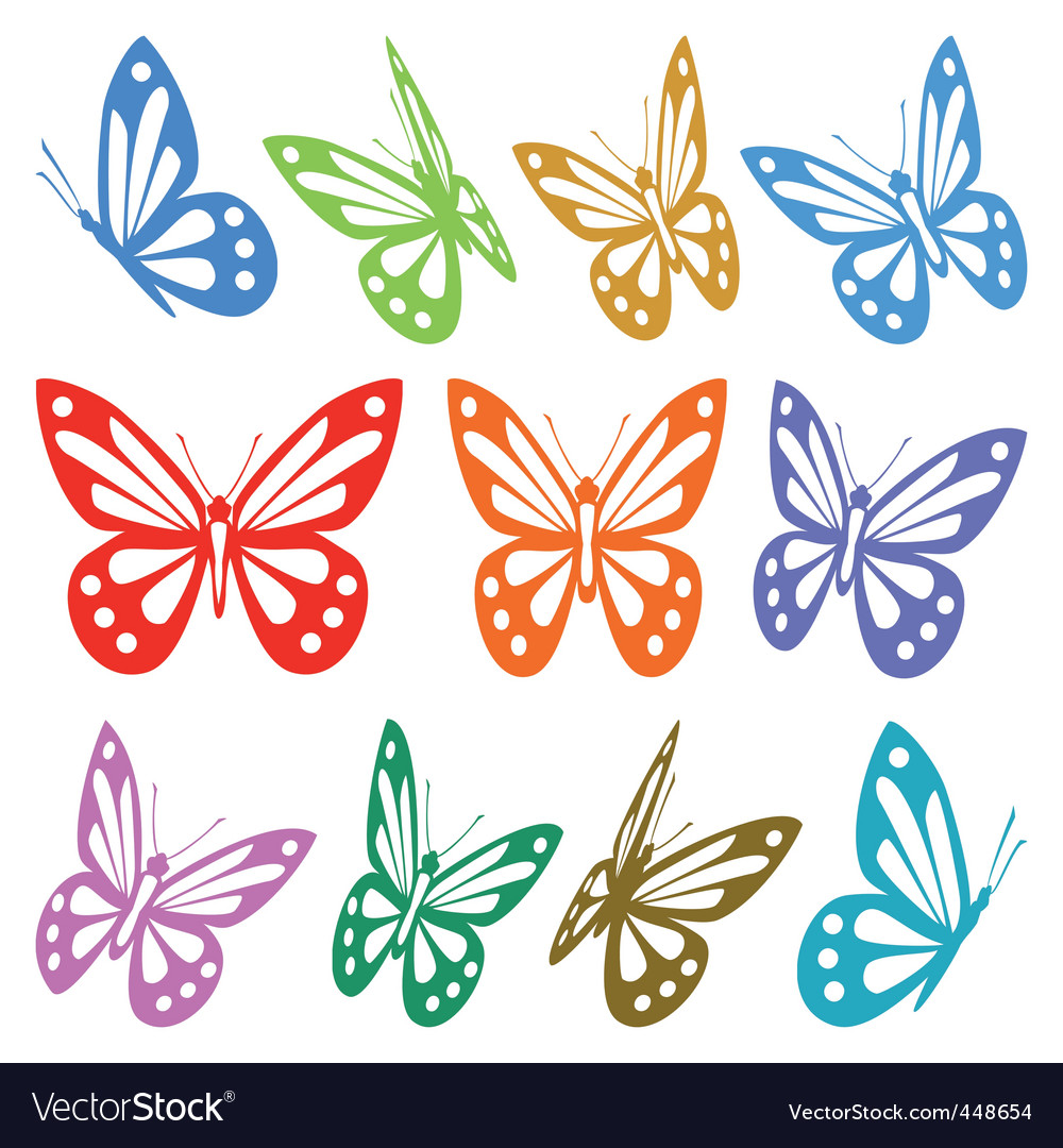 Set of colorful butterfly