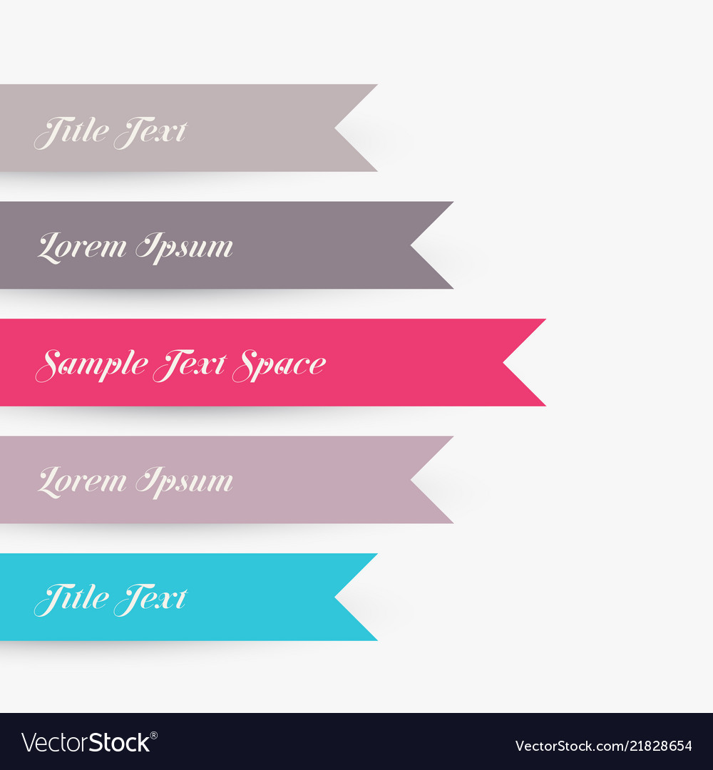 Set of flat ribbons in different color and size