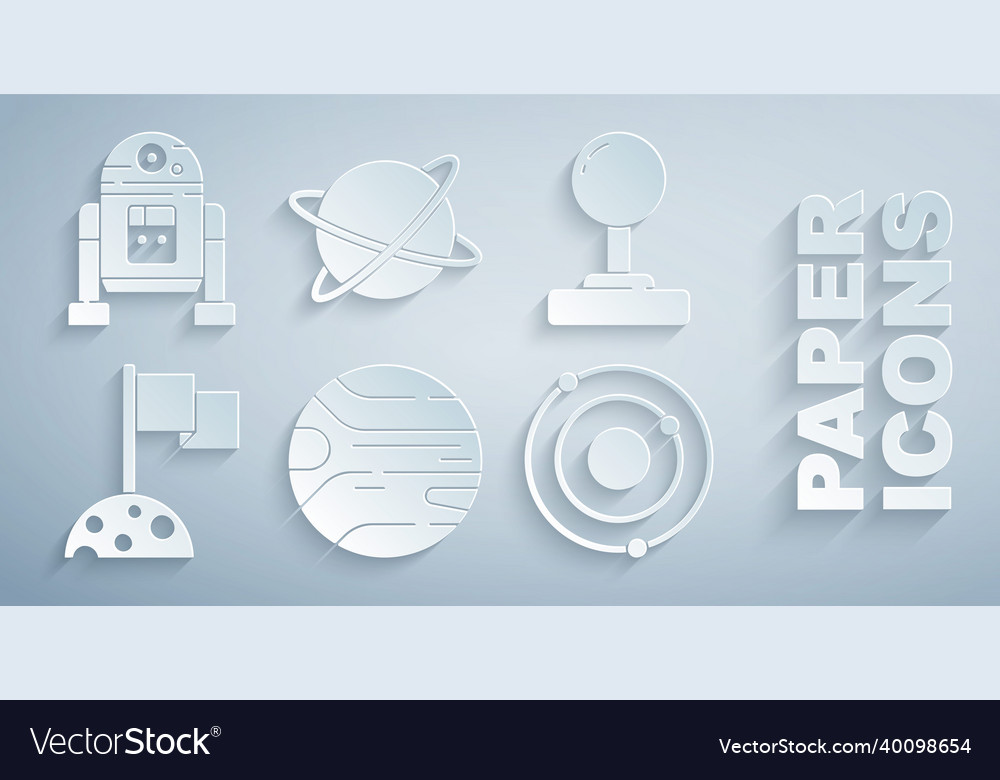 Set planet joystick moon with flag solar system Vector Image Set planet joystick moon with flag solar system