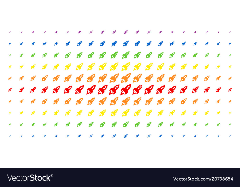 Space rocket launch spectral halftone array vector image Space rocket launch spectral halftone array