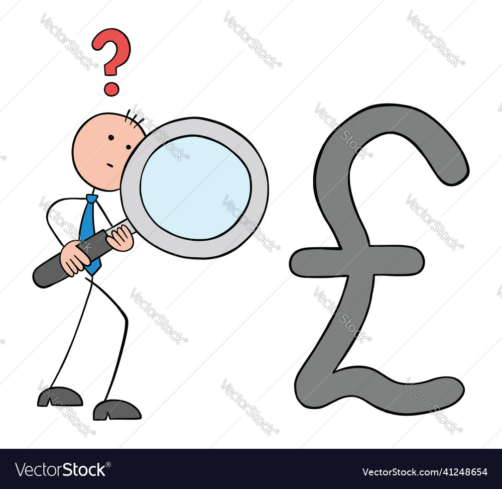 Stickman businessman holding magnifying glass