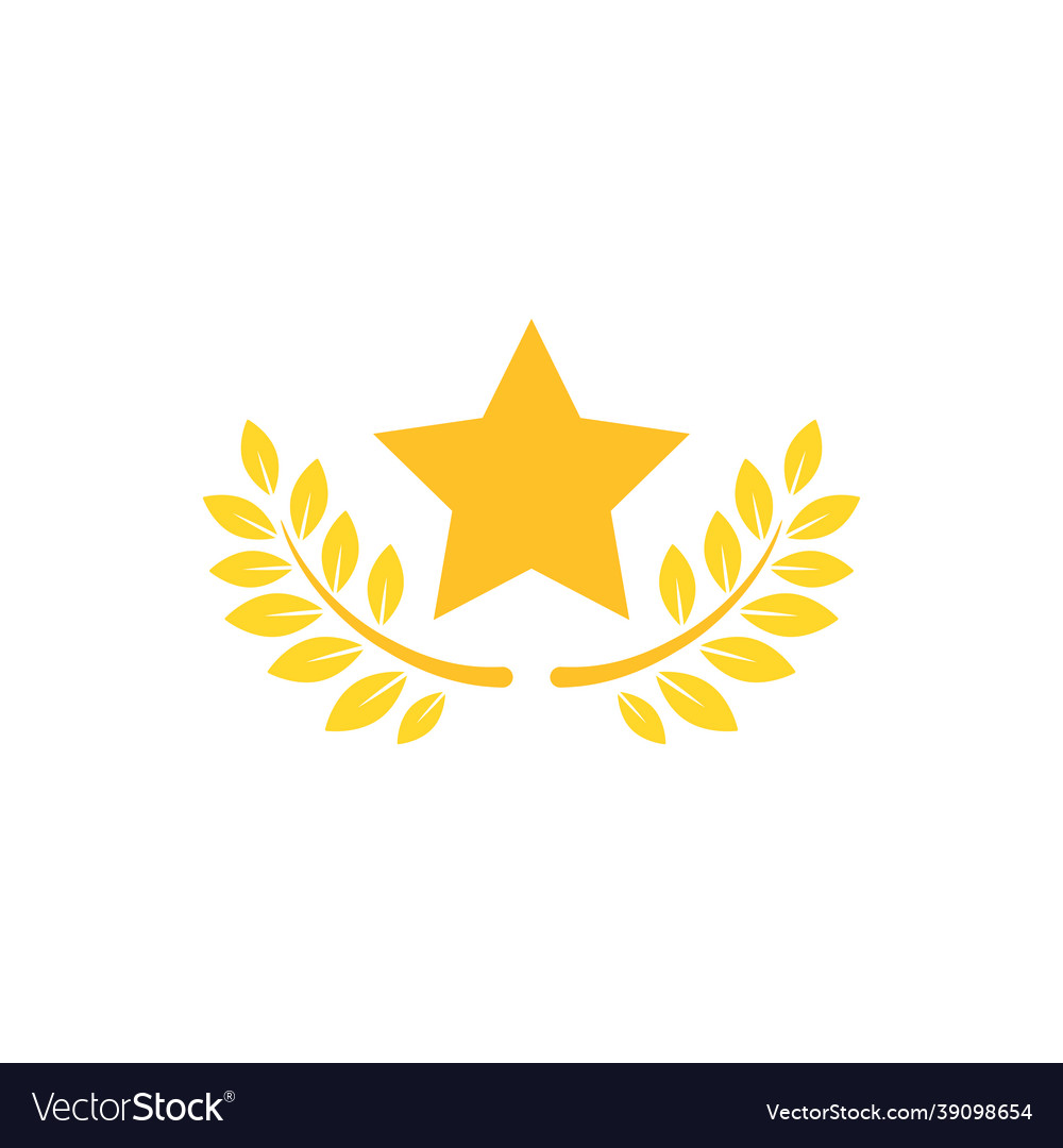 Valid seal icon golden star with win laurel Vector Image