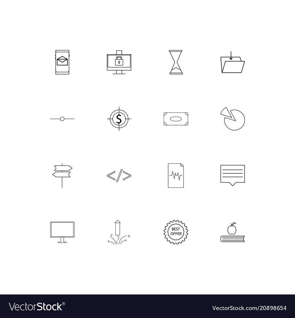 Web linear thin icons set outlined simple