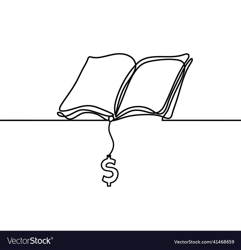 Abstract book with dolllar as line drawing Vector Image