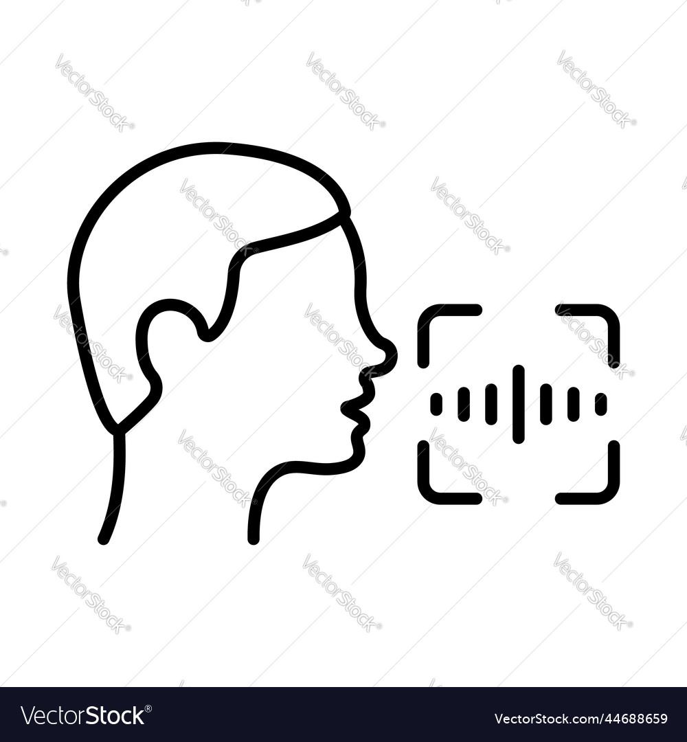 Access identification by voice line icon command vector image Access identification by voice line icon command