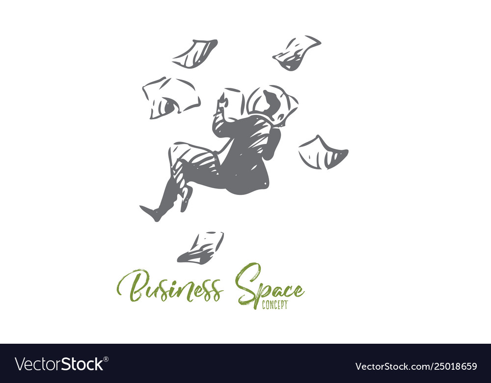 Business space paper man fly concept