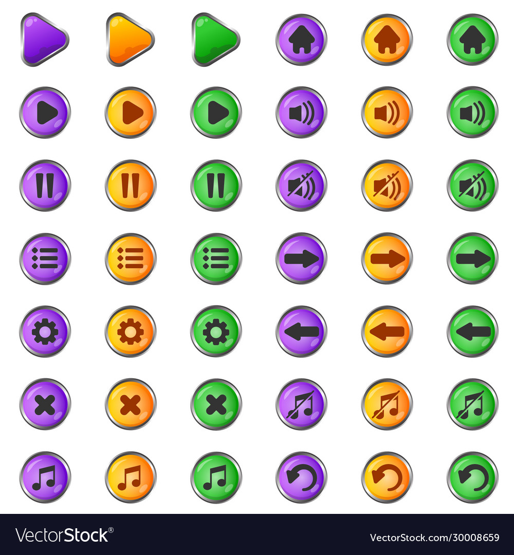 Button icon set vector image Button icon set
