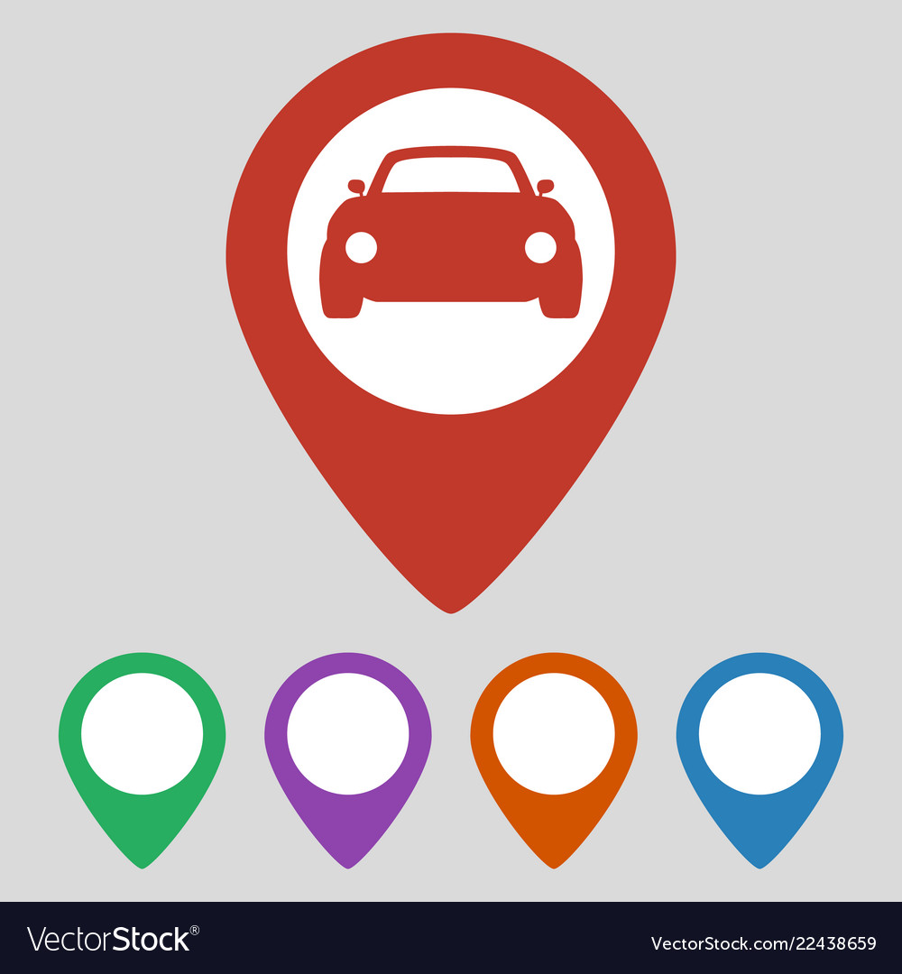 Car map pointer icon on grey background Vector Image Car map pointer icon on grey background