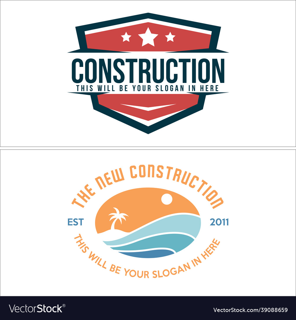 Construction business beach recreation logo design