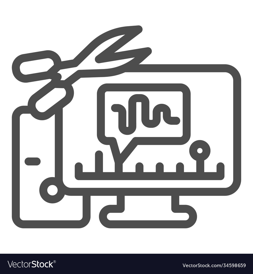 Cut audio in computer line icon sound design